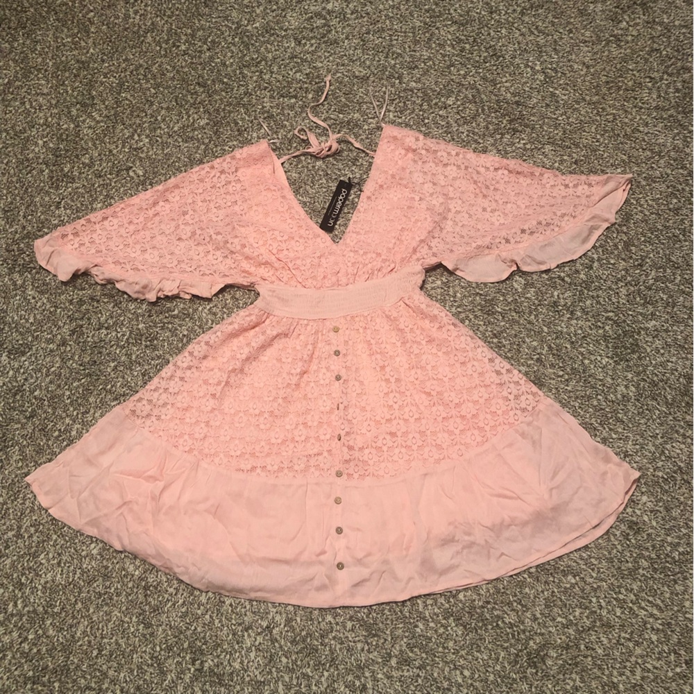Papermoon Pink Lace Mini Dress - Picture 2 of 14
